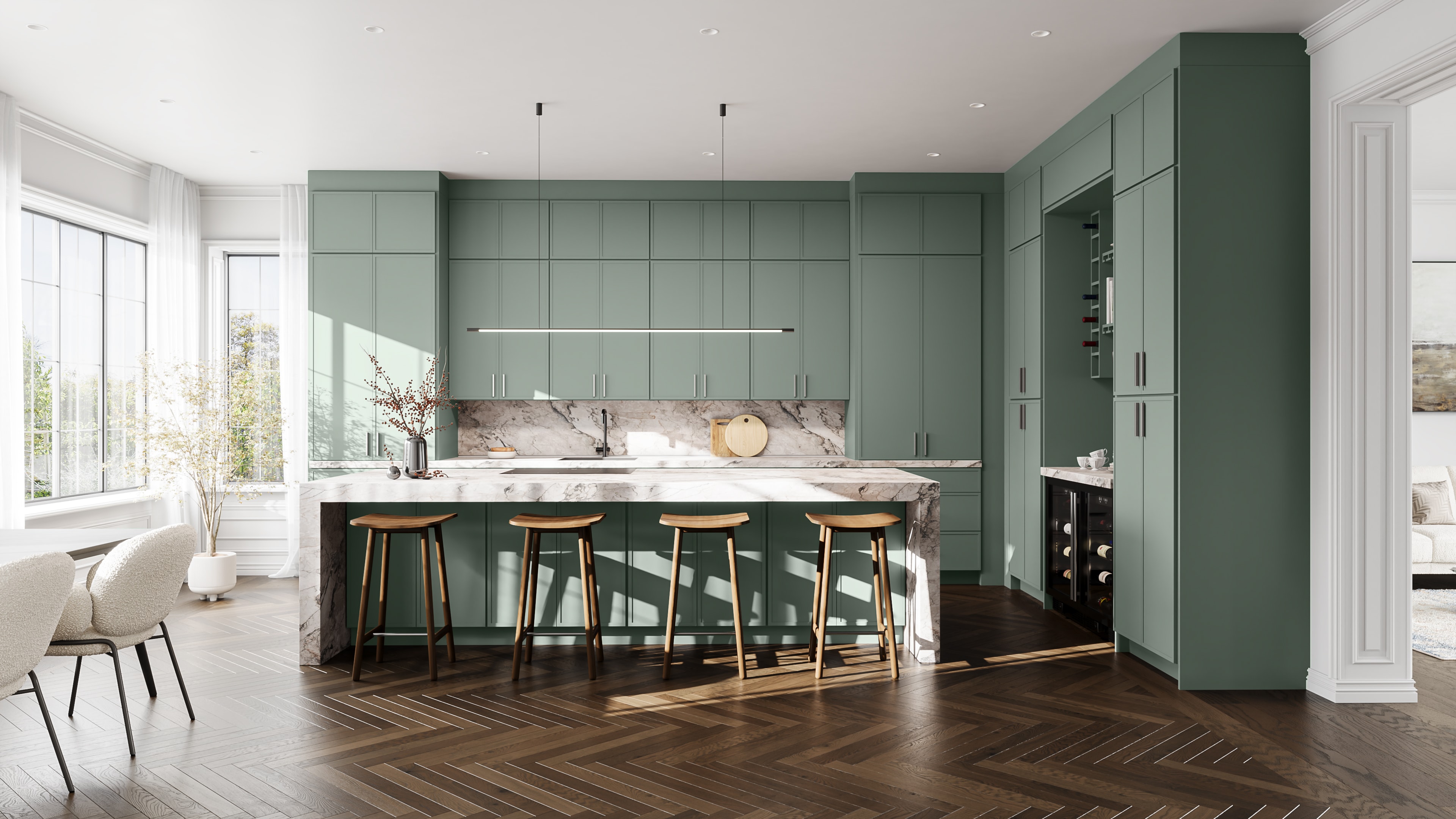 Luna Sage Green kitchen