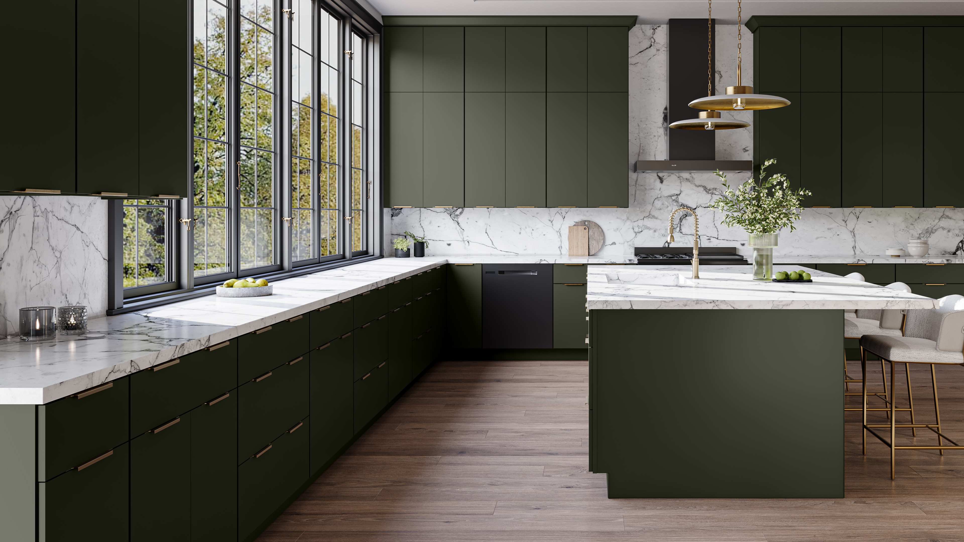 Luxe Hunter Green kitchen
