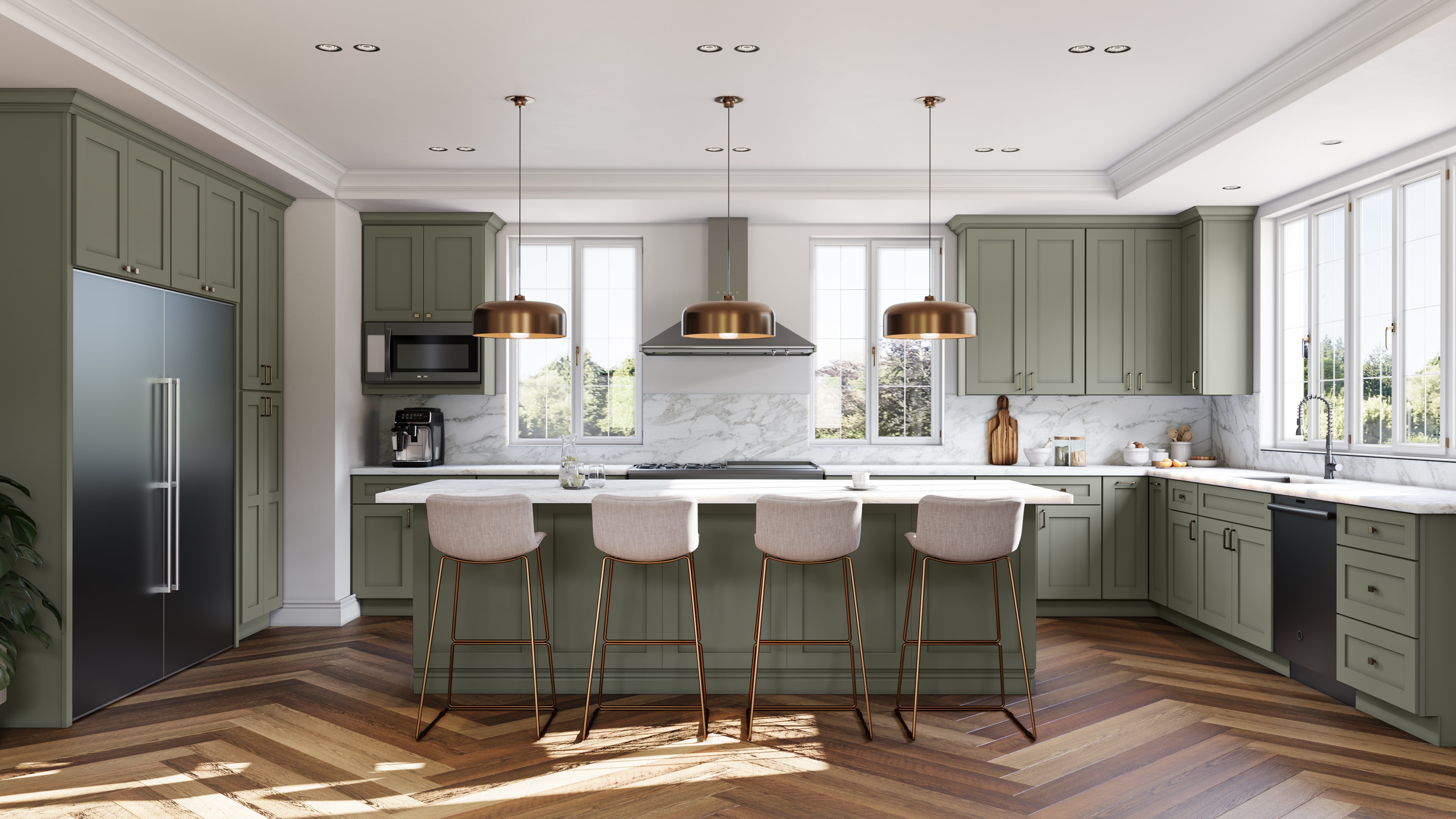 Galaxy Forest Green kitchen