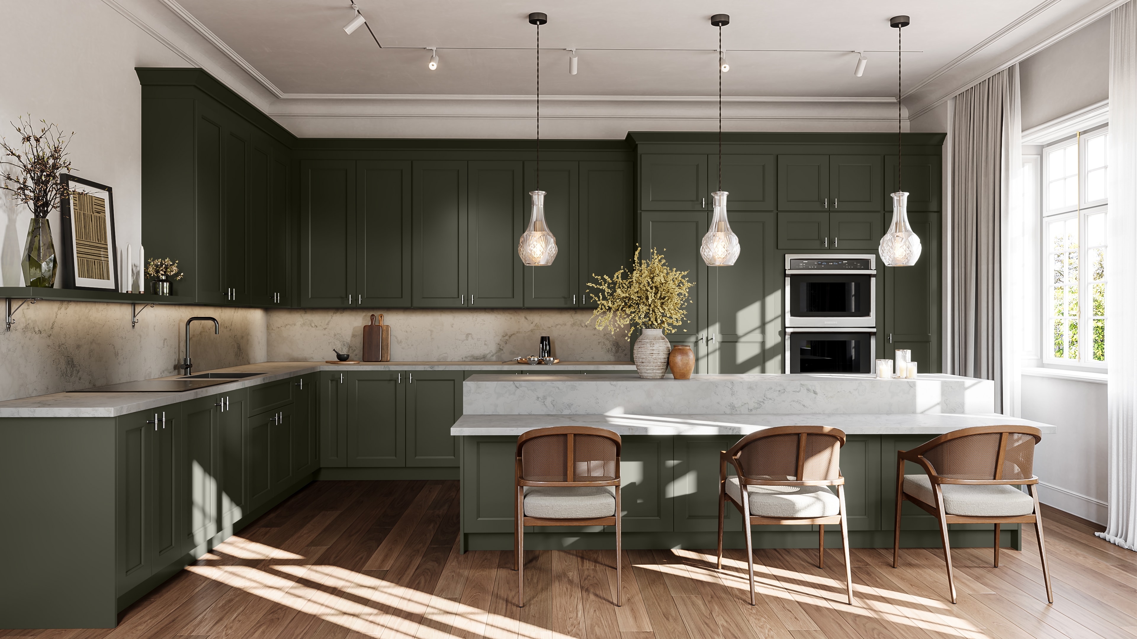 Nexus Hunter Green kitchen